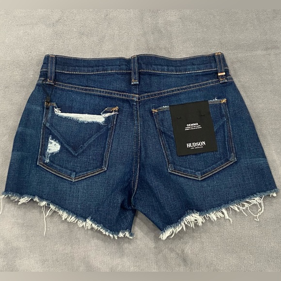 Hudson Jean Shorts Gemma Mid Rise Cut Off Womens Size 23 Dark Wash New With Tag - Picture 6 of 9